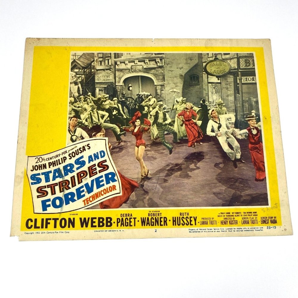 Stars and Stripes Forever 1952 Lobby Card Movie Poster Robert Wagner Clifton Web